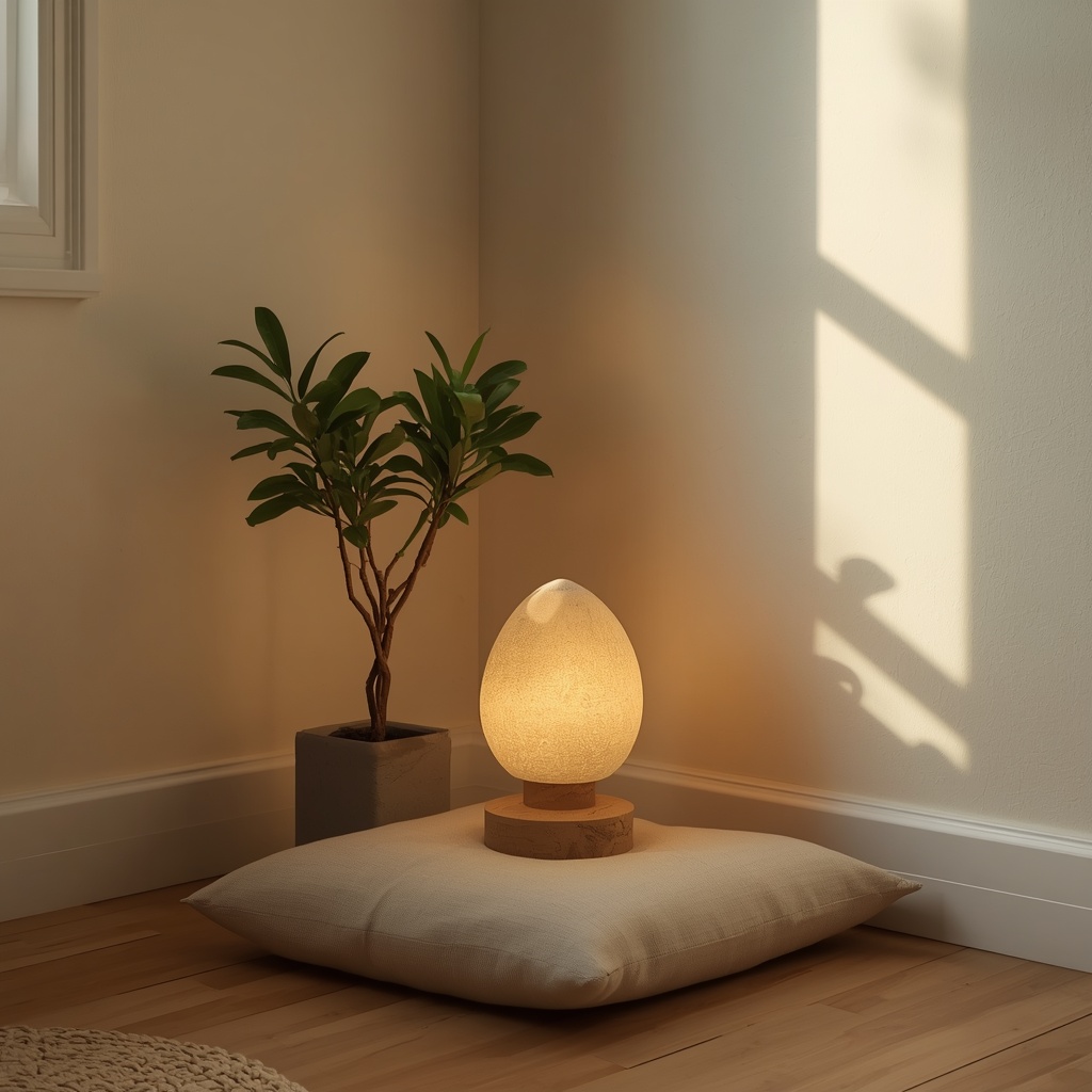natural stone home decor jade lamp glowing on wooden surface